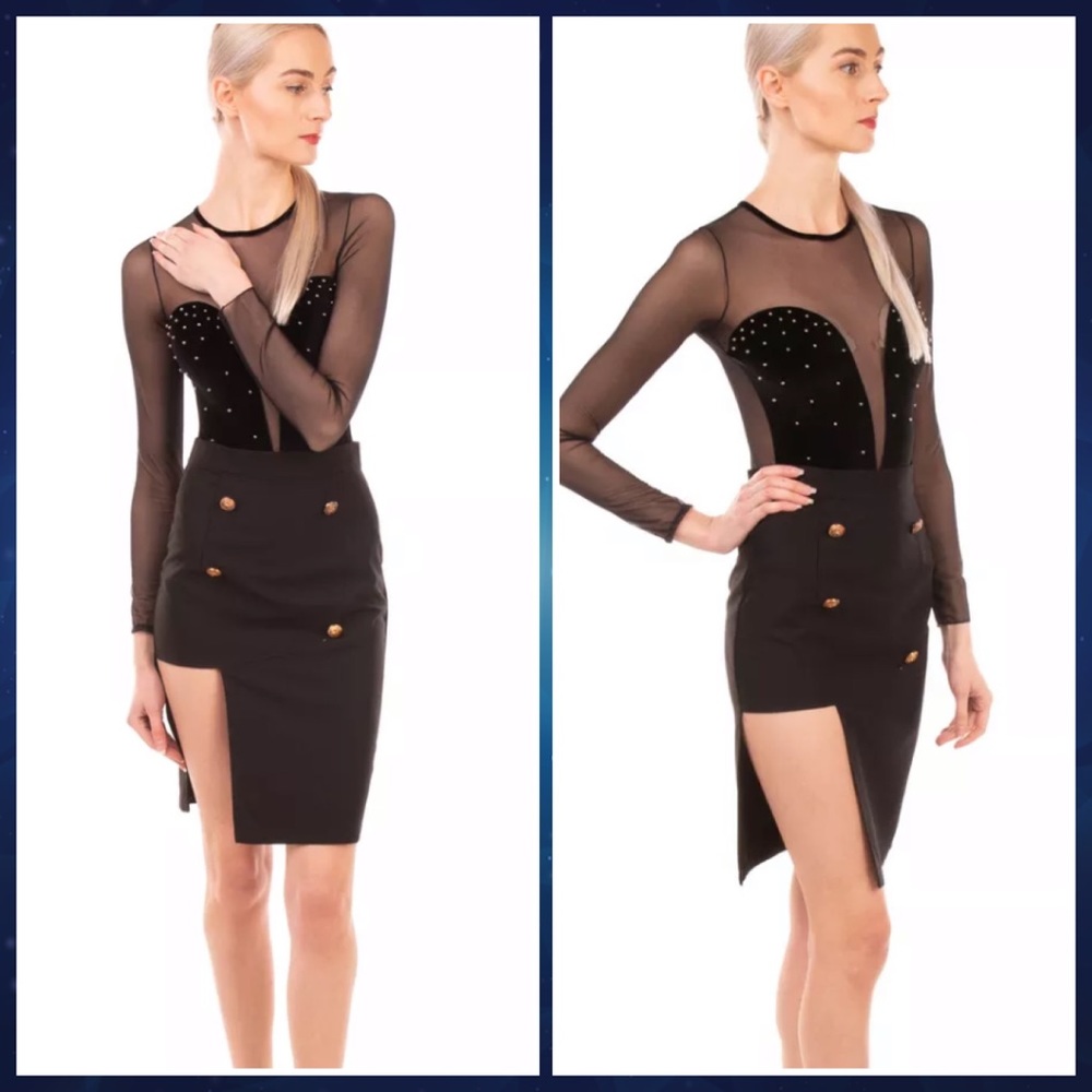 ODI ET AMO Slit Black mini skirt XS $298